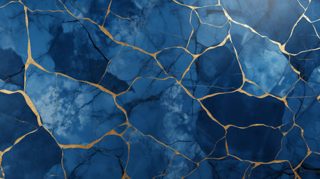 dark blue and gold marble surface background, in the style of wavy lines