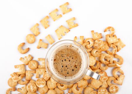 Coffee and crackers collageの写真素材