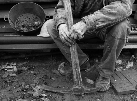 Miner having a breakの写真素材