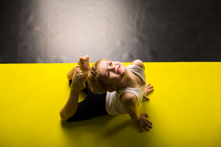 Little boy dancer in a dance studioの写真素材