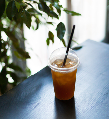 Drinks on a table in a street cafeの写真素材
