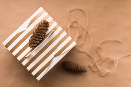 Christmas gift box wrapped for holidayの写真素材