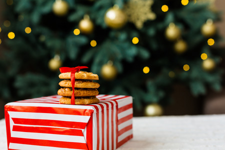 Preparing for Christmas celebrations. Traditional decorations at homeの写真素材