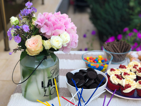 Sweet treets on a plate at the summer party