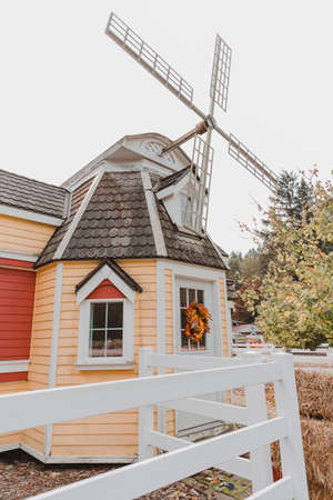 Windmill on a family farmの写真素材