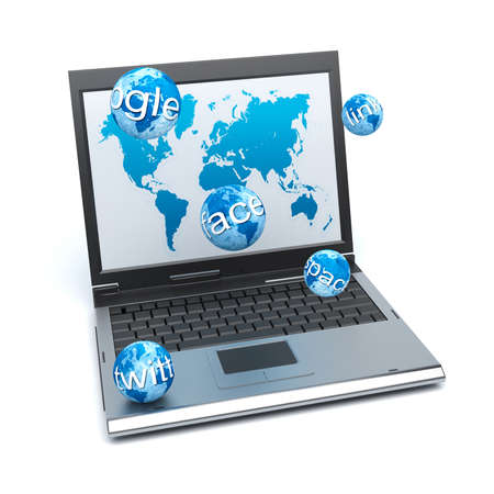 Computer social networkingの写真素材