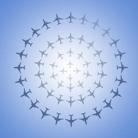 circular mosaic sky planesの写真素材