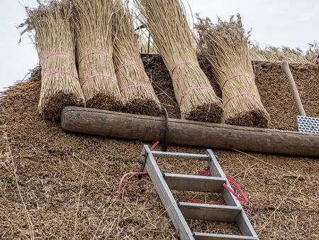 New thatched roof construction work