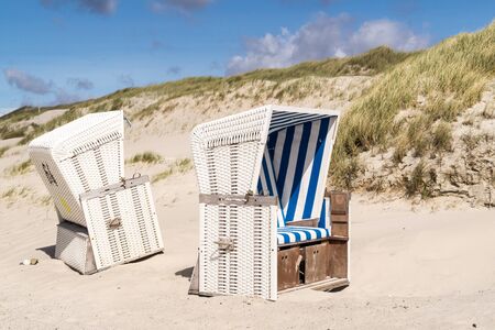 Beach chairs on the island of Sylt in Germanyの写真素材