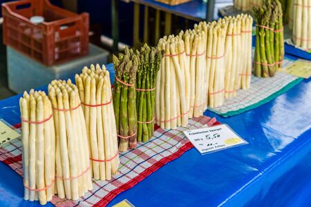 Asparagus season on the marketの写真素材