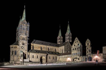 Bamberger Dom at nightの写真素材