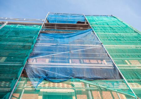 Net on the scaffold for safetyの写真素材