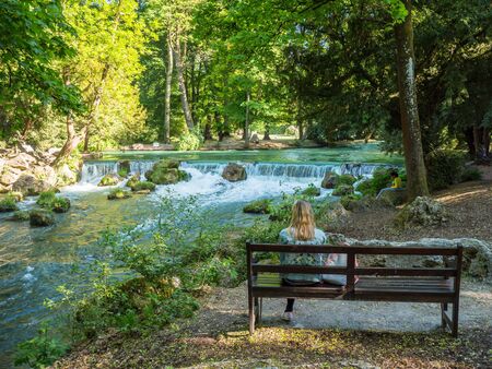 Woman relax English Garden in Munich