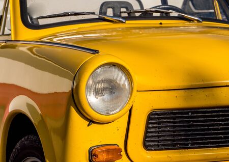 old yellow trabant east germanyの写真素材