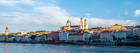 Panorama of Passau in the sunsetの写真素材