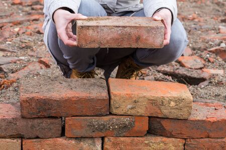 Woman layers stonesの写真素材