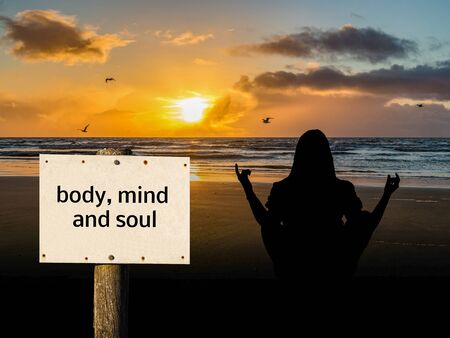 Sign body, mind and soulの写真素材