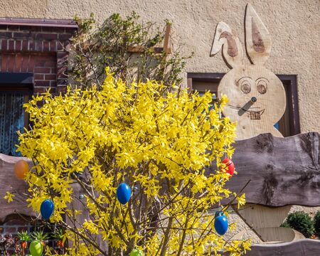 Easter shrub with Easter bunny