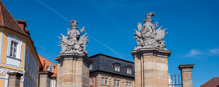Panorama castle gate of Ansbach in Franconiaのeditorial素材