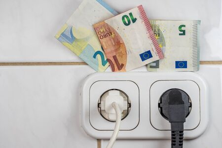 Electrical socket on euro banknotes