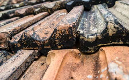 Old roof tiles on the house