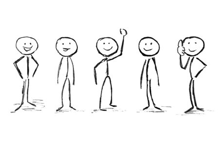 Stick figure team isolated white backgroundの写真素材