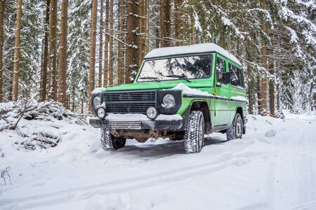 Off-road vehicle in winter