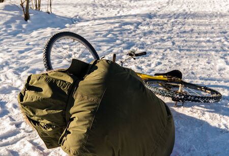 Bicycle fall in winter