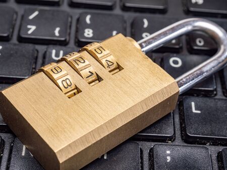 Lock with code on keyboard
