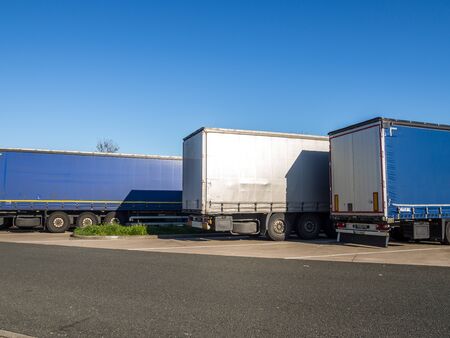 Trucks parked on a motorway rest area