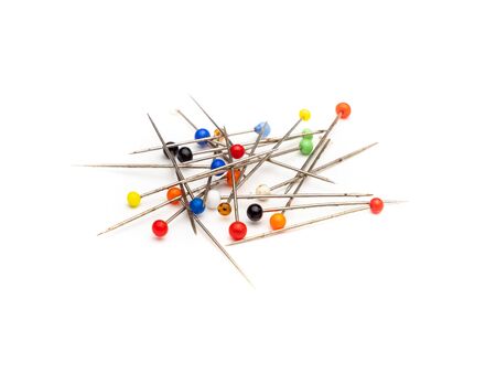 many pins isolated on white background