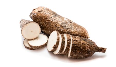 Cassava isolated on white backgroundの写真素材