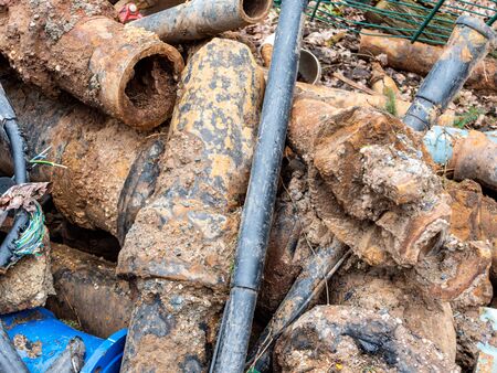 Old rusty water pipes disposal