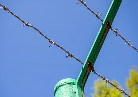 Border closure in border fence in Europeの写真素材