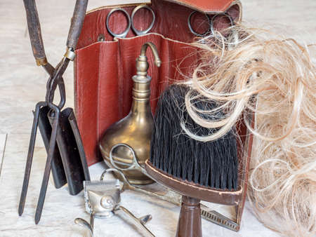 Antique hairdressing tool craft barber shopの写真素材