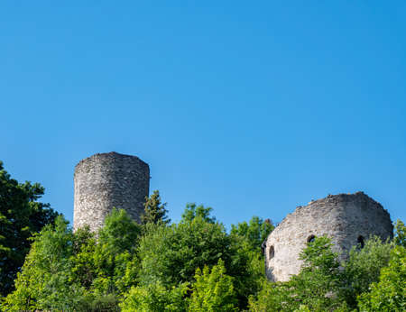 Lobenstein castle ruin Thuringia Germanyの写真素材