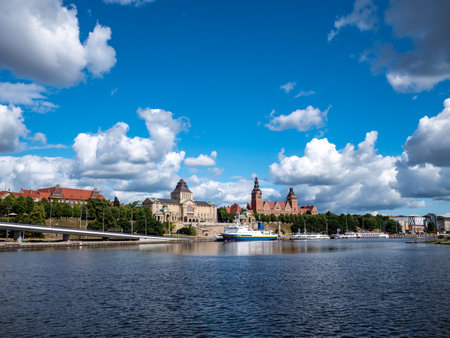 View over Szczecin on the Oder in Polandのeditorial素材
