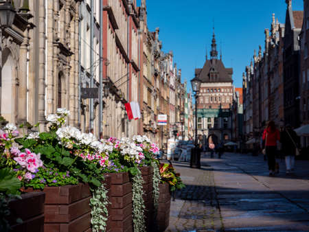 old street in gdansk polandの写真素材