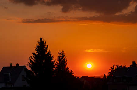 sunset over the city background