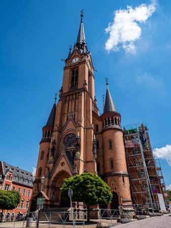 City church in Mylau Vogtland Saxonyの写真素材