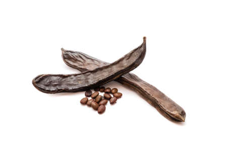Carob Fruit Isolated on White Backgroundの写真素材