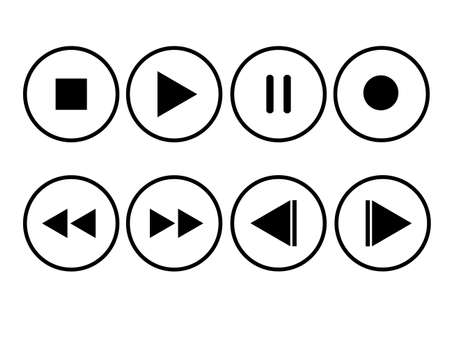 Music button vector set isolated on white backgroundの写真素材