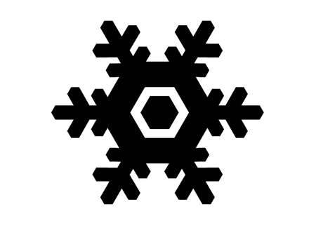 Black snowflake isolated on white backgroundの写真素材