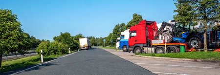 Logistics truck on the motorway rest areaの写真素材