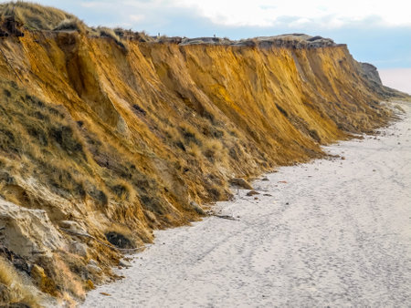Red cliff beach in Kampen on Sylt Islandの写真素材