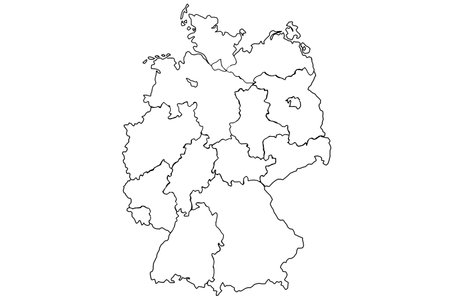 Germany map and federal states map vector transparentの写真素材