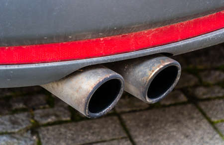 Exhaust with two pipes from the carの写真素材