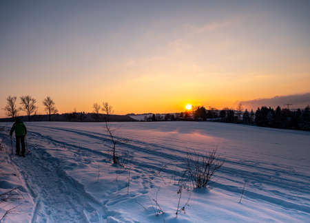 Winter landscape in the snowy Vogtlandの写真素材