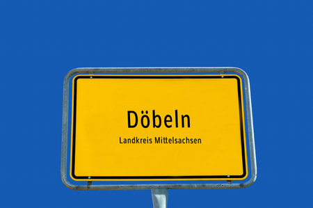 Entrance sign of Doebeln in Saxony germanyの写真素材
