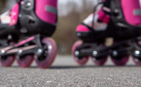 Panorama inline skating focus speedの写真素材